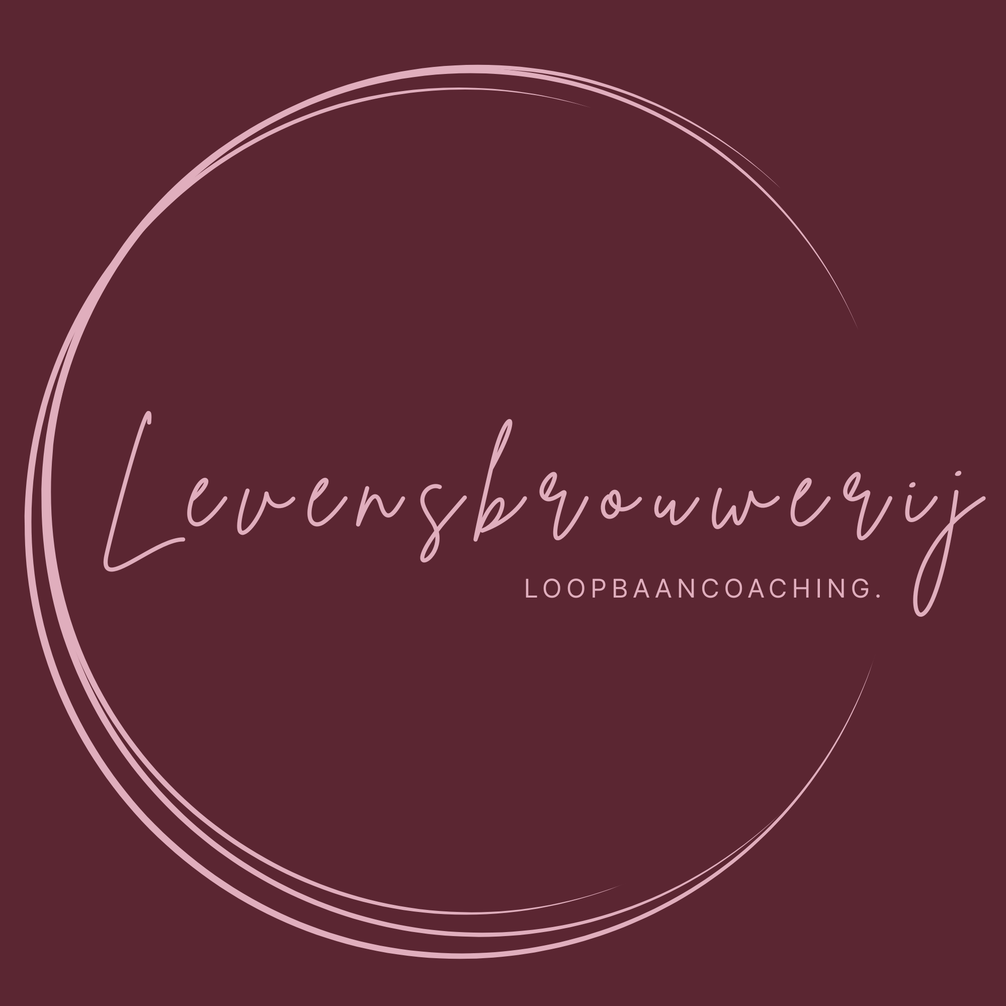 Logo van Levensbrouwerij Loopbaancoaching in roze en paars.
